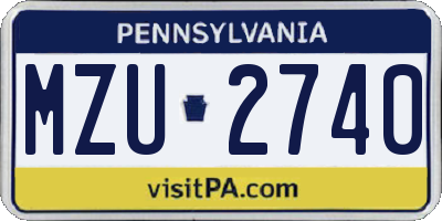 PA license plate MZU2740