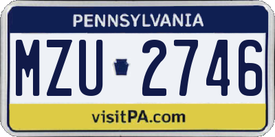 PA license plate MZU2746