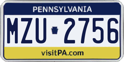 PA license plate MZU2756