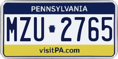 PA license plate MZU2765