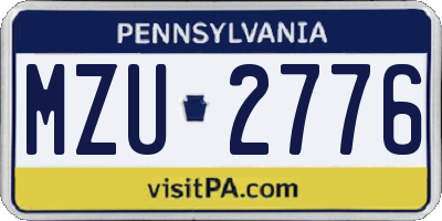 PA license plate MZU2776