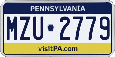PA license plate MZU2779