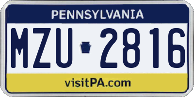 PA license plate MZU2816