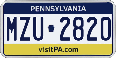 PA license plate MZU2820