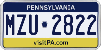 PA license plate MZU2822