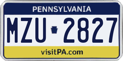 PA license plate MZU2827