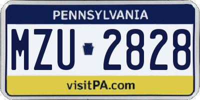 PA license plate MZU2828