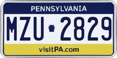 PA license plate MZU2829