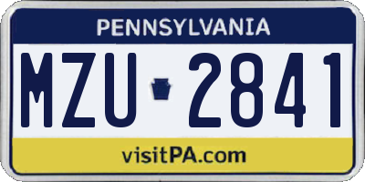 PA license plate MZU2841