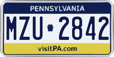 PA license plate MZU2842