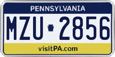 PA license plate MZU2856