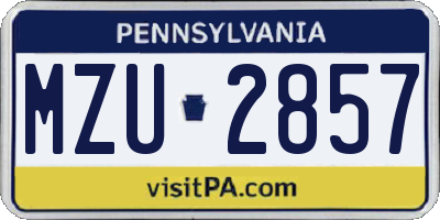 PA license plate MZU2857