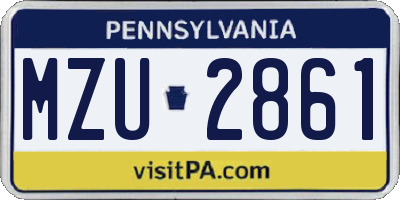 PA license plate MZU2861