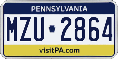 PA license plate MZU2864