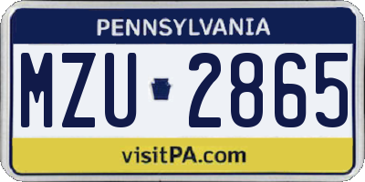 PA license plate MZU2865