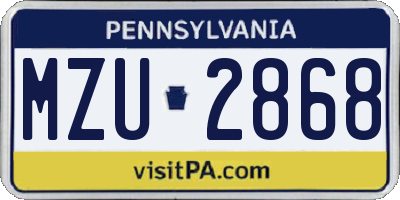 PA license plate MZU2868