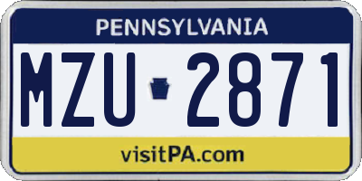 PA license plate MZU2871