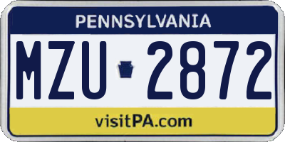 PA license plate MZU2872