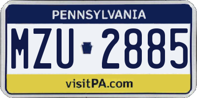 PA license plate MZU2885