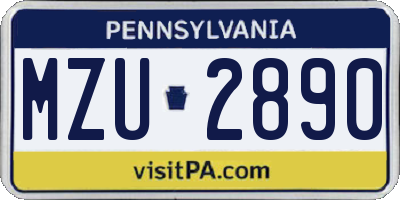 PA license plate MZU2890