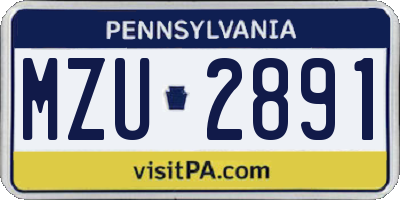 PA license plate MZU2891