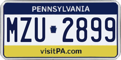 PA license plate MZU2899