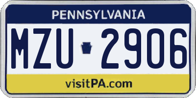 PA license plate MZU2906