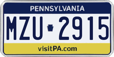 PA license plate MZU2915