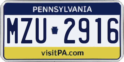 PA license plate MZU2916