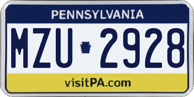PA license plate MZU2928