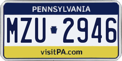 PA license plate MZU2946