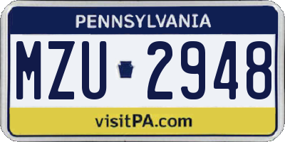 PA license plate MZU2948