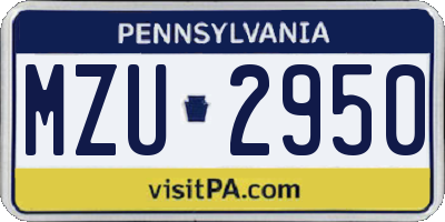PA license plate MZU2950