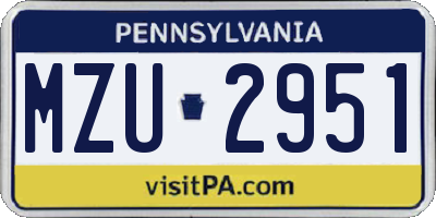 PA license plate MZU2951