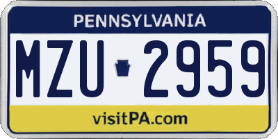PA license plate MZU2959