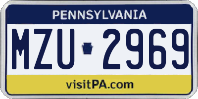 PA license plate MZU2969