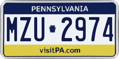 PA license plate MZU2974