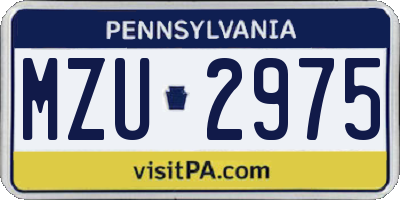 PA license plate MZU2975