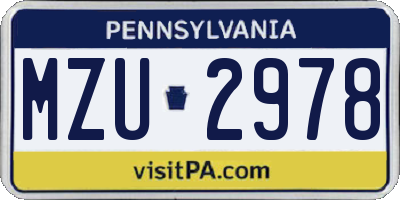 PA license plate MZU2978