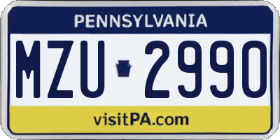 PA license plate MZU2990