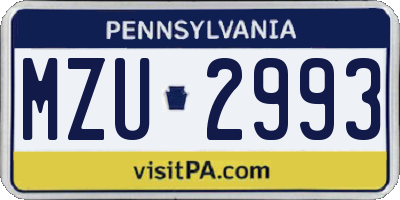 PA license plate MZU2993