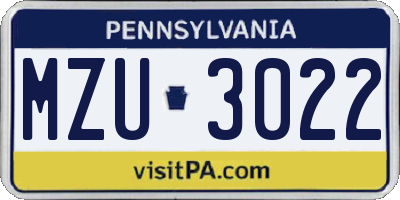 PA license plate MZU3022