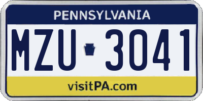PA license plate MZU3041