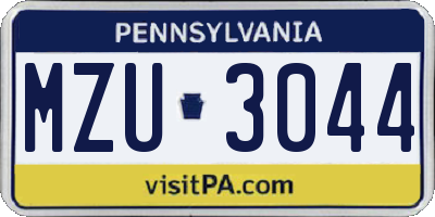 PA license plate MZU3044