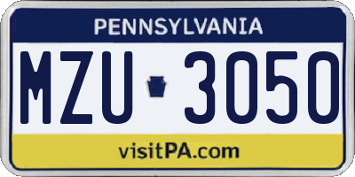PA license plate MZU3050