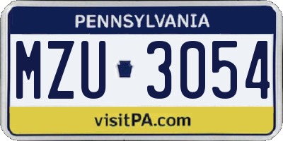 PA license plate MZU3054