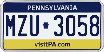 PA license plate MZU3058