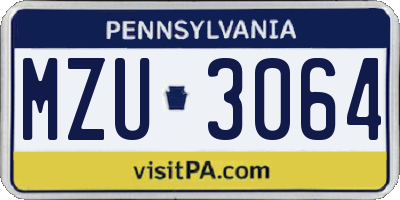 PA license plate MZU3064