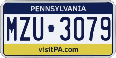PA license plate MZU3079