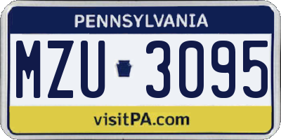 PA license plate MZU3095